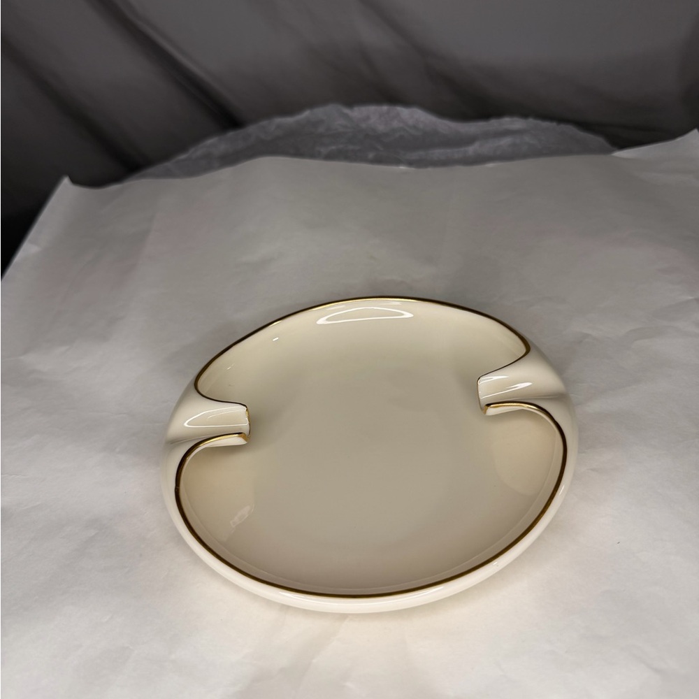 Lenox Cream and Gold Ceramic Ashtray